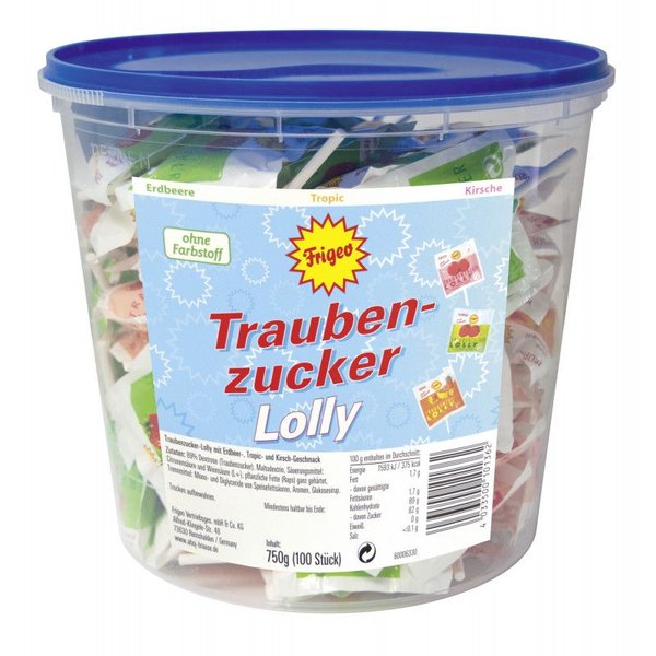 Frigeo Traubenzucker Lollys 3-fach – 100 × 7,5 g