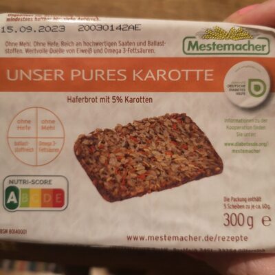 Mestemacher Unser Pures Karotte 300g Pk